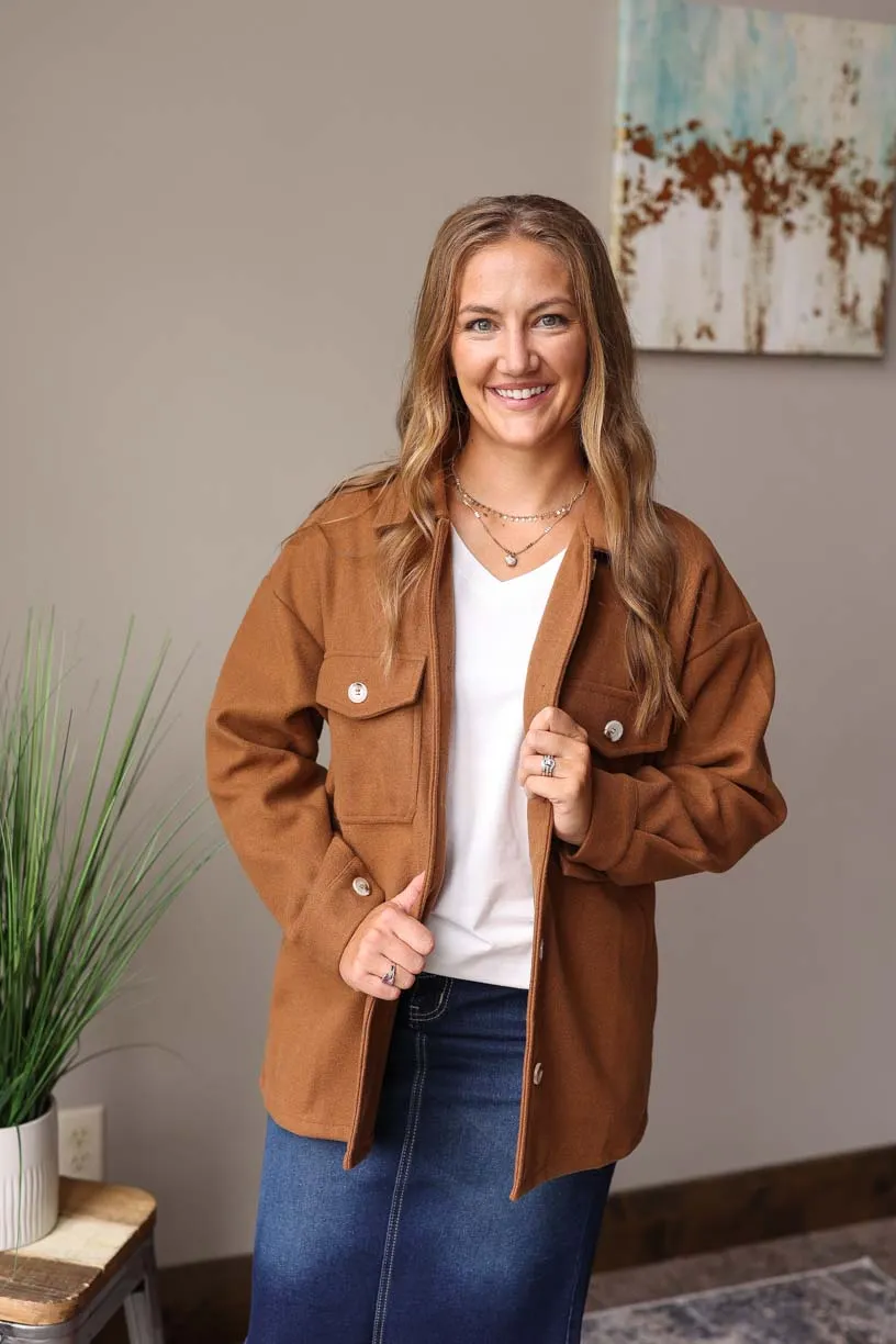 Camel Button with Pockets Coat • 2XL PLUS