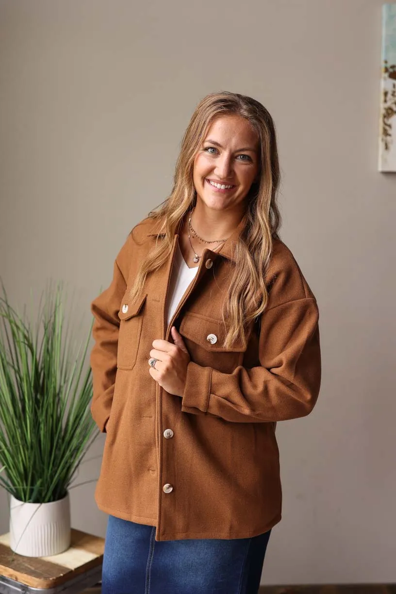 Camel Button with Pockets Coat • 2XL PLUS