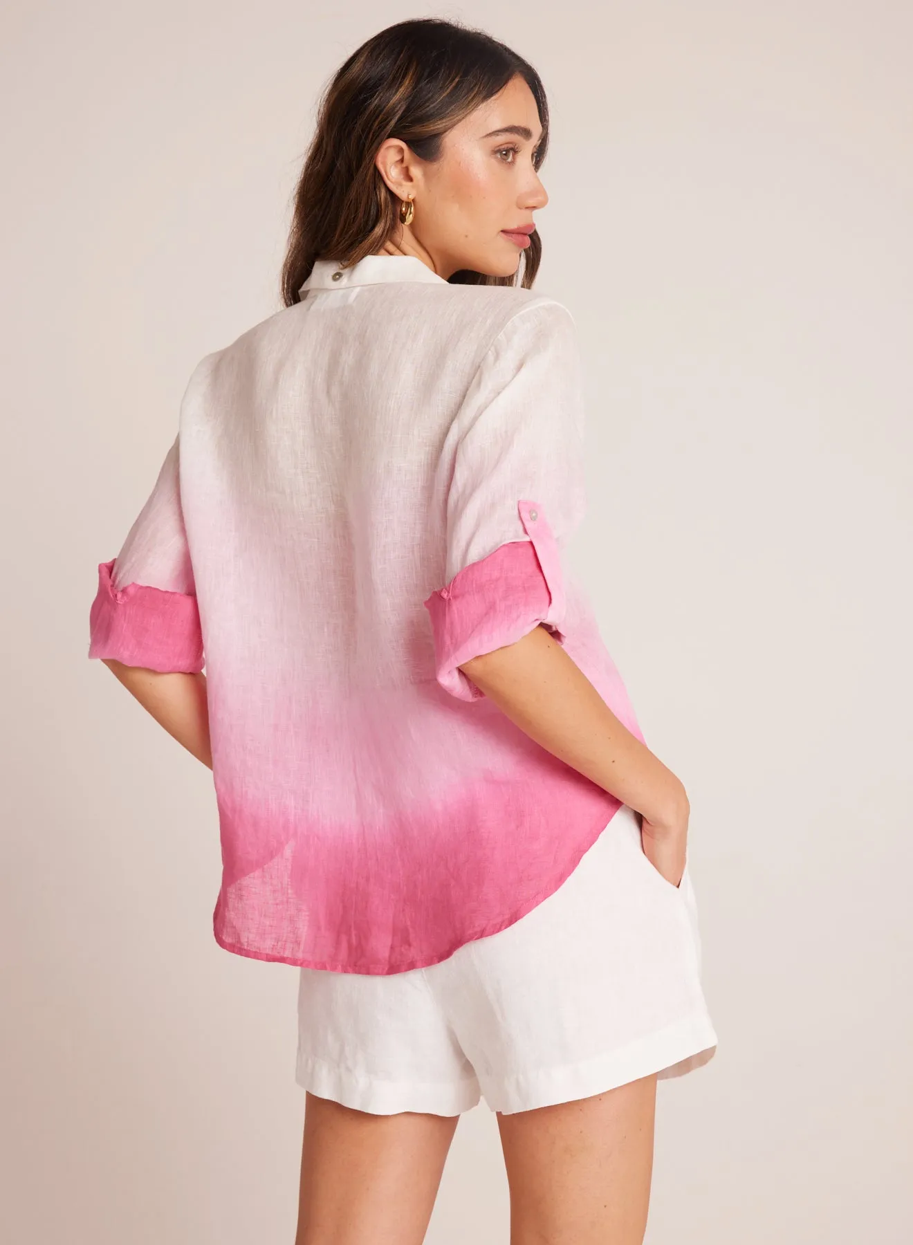 Capri Button Down - Pink Ombre Dye