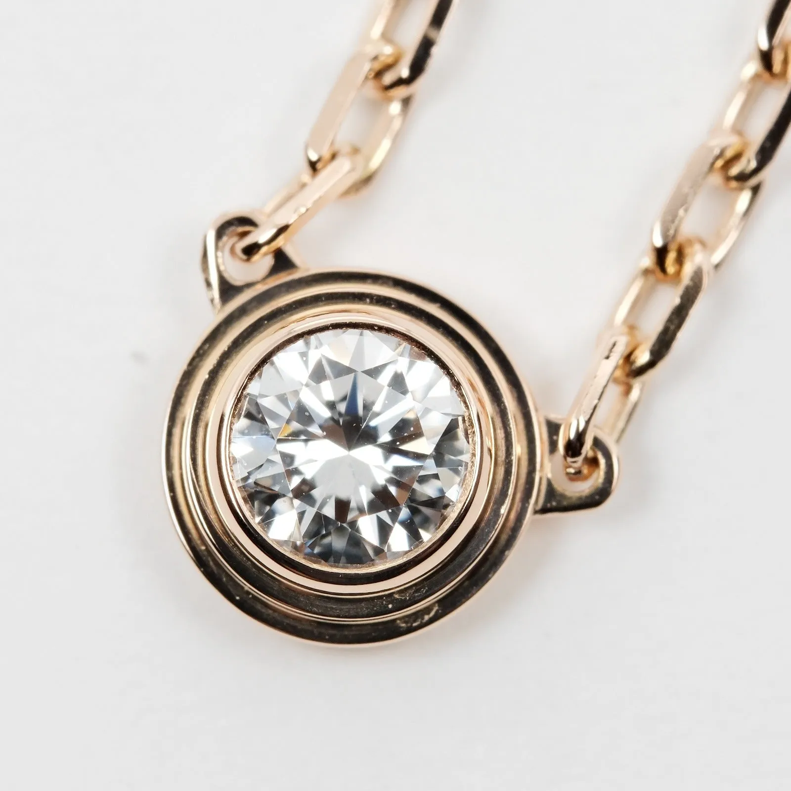 CARTIER Necklace K18 pink gold, diamond gold Top width 0.2" Damour Diamant Leger SM Women Used Authentic