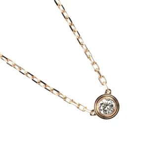 CARTIER Necklace K18 pink gold, diamond gold Top width 0.2" Damour Diamant Leger SM Women Used Authentic