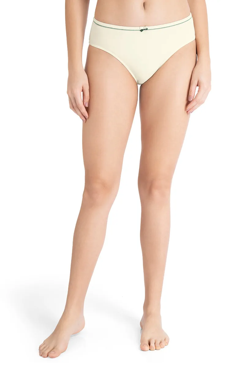 Casual Chic Three-Fourth Coverage Low Rise Bikini Panty - Whitesmoke-Cedar