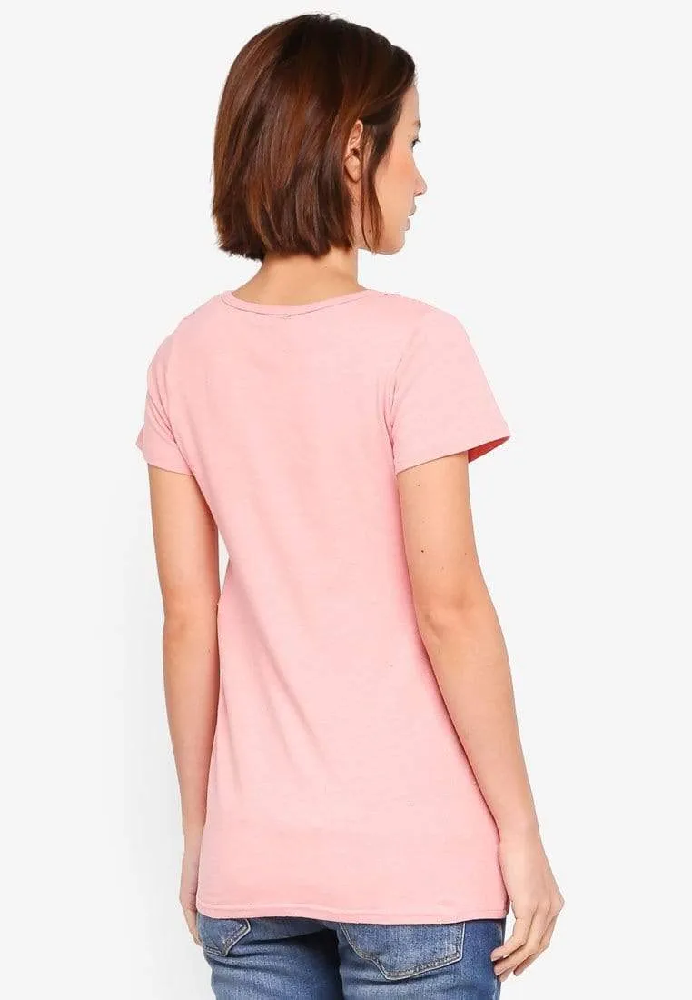 Cella Short Sleeved Overlap Tee Coral Blush