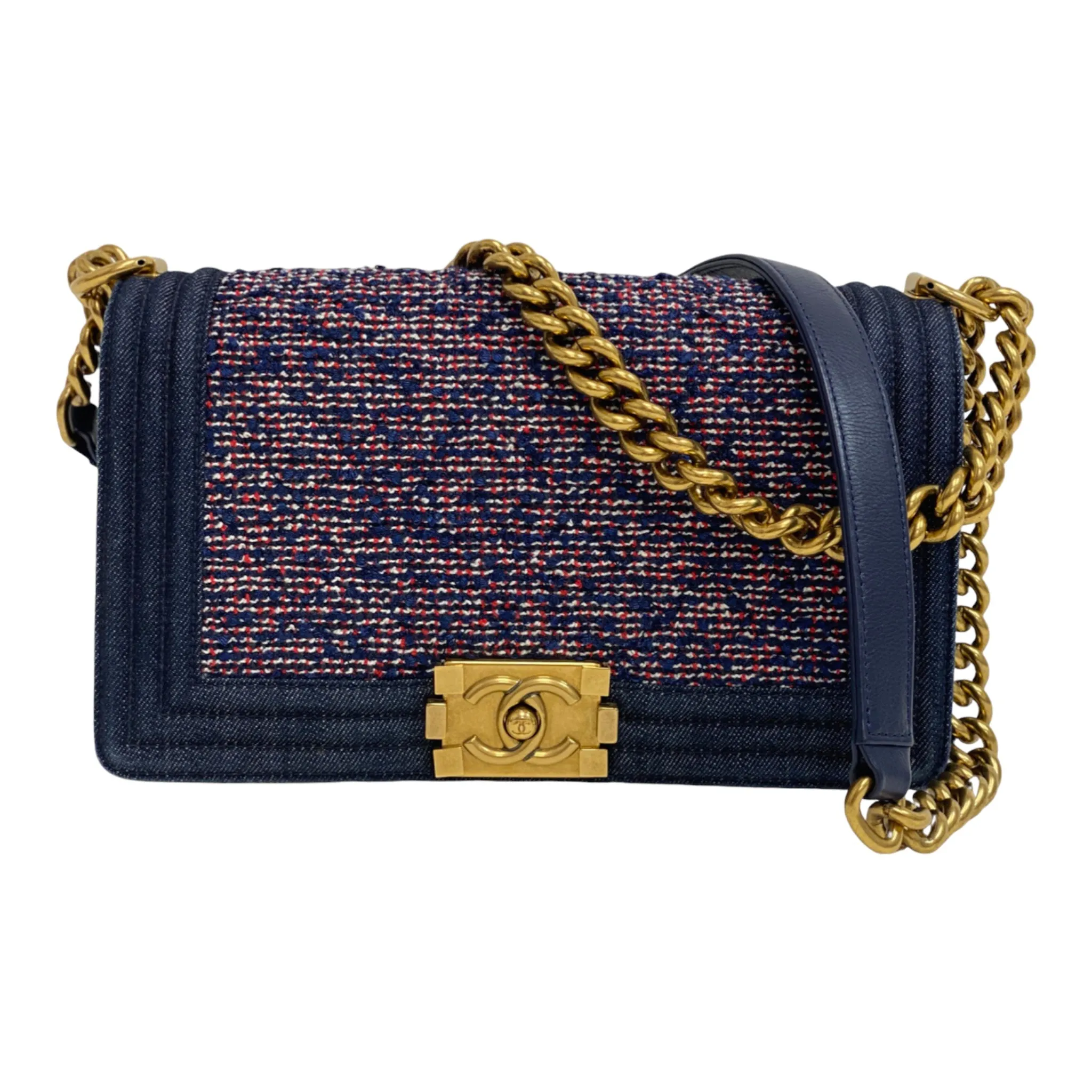 Chanel | Boy Medium Blue Tweed Bag