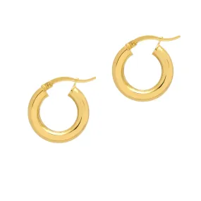 Chunky, Shiny Hoop Earrings - Small Gold