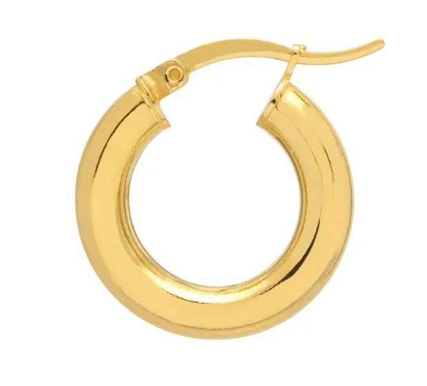 Chunky, Shiny Hoop Earrings - Small Gold