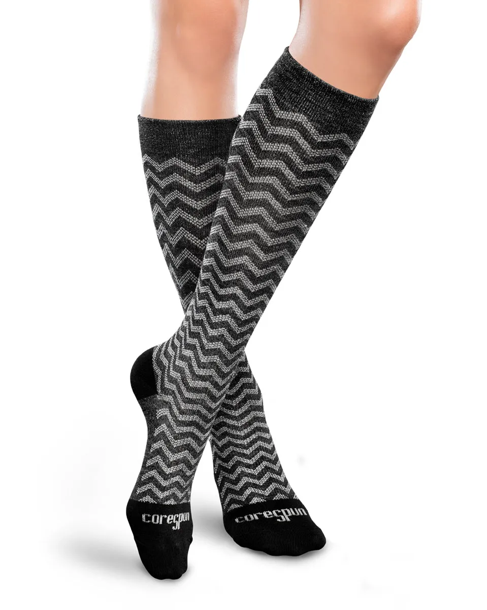 Core-Spun by Therafirm Patterned Trendsetter Socks for Men & Women 15-20mmHg