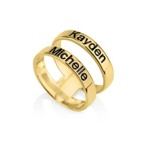 Double Band Two Name Ring