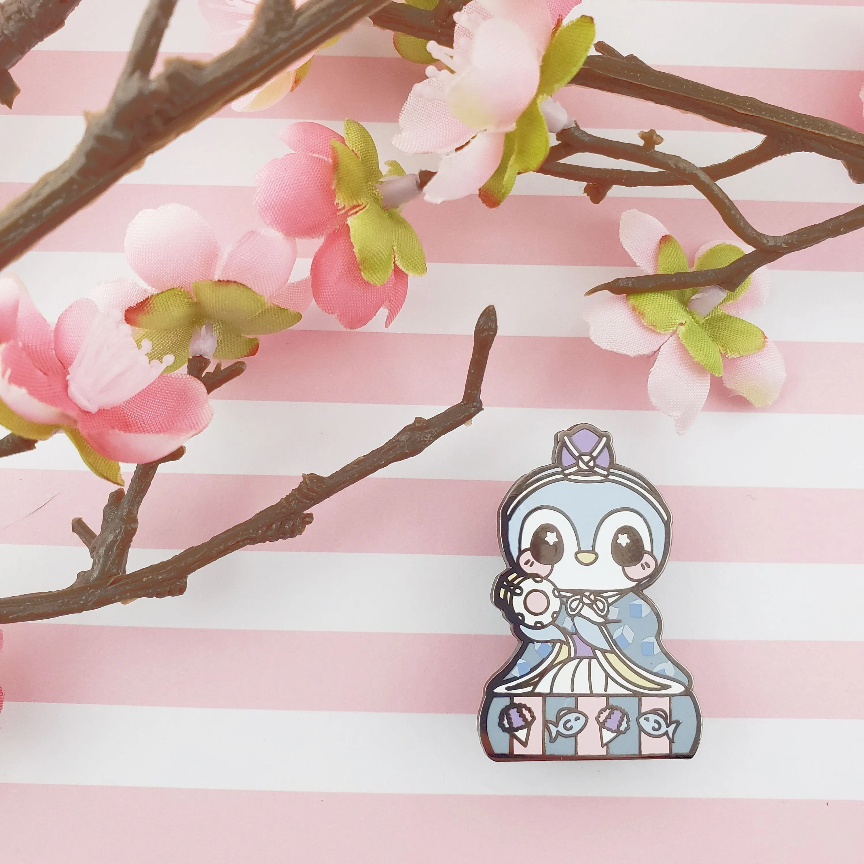 Drummer Penguin: Girl's Day Animal Enamel Pins