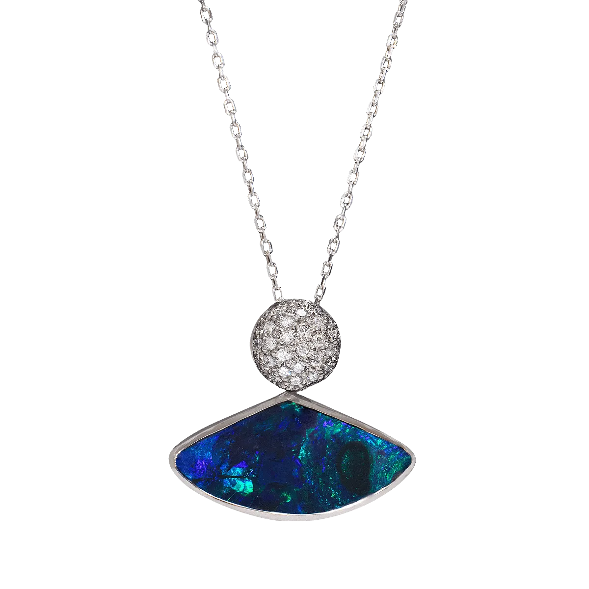 Elegance Black Opal & Diamond Necklace