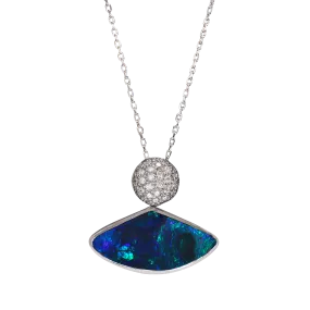 Elegance Black Opal & Diamond Necklace