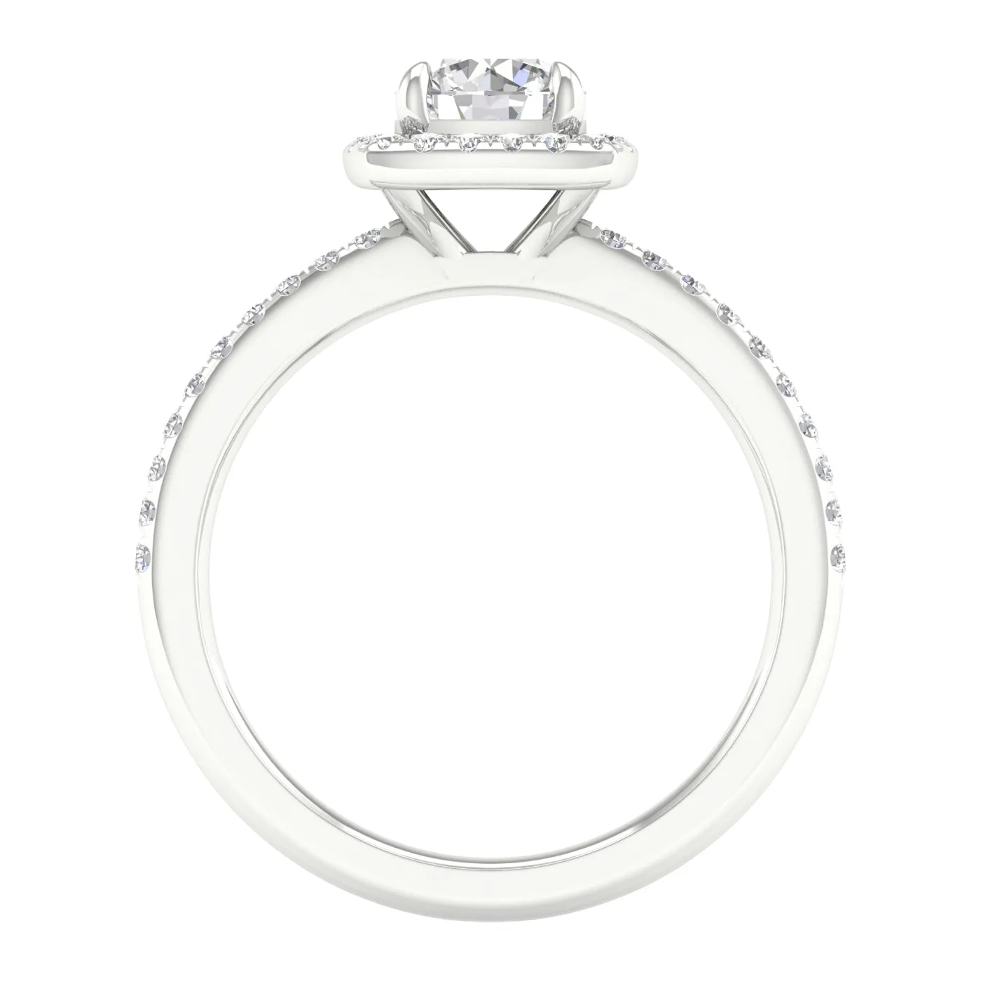 Engagement Ring Round Center with Cushion Cut Halo