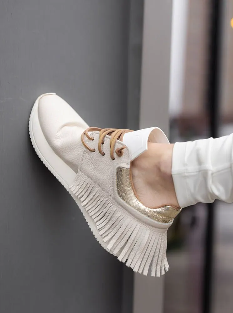 Esseutesse Leather Fringe Sneaker - Ivory