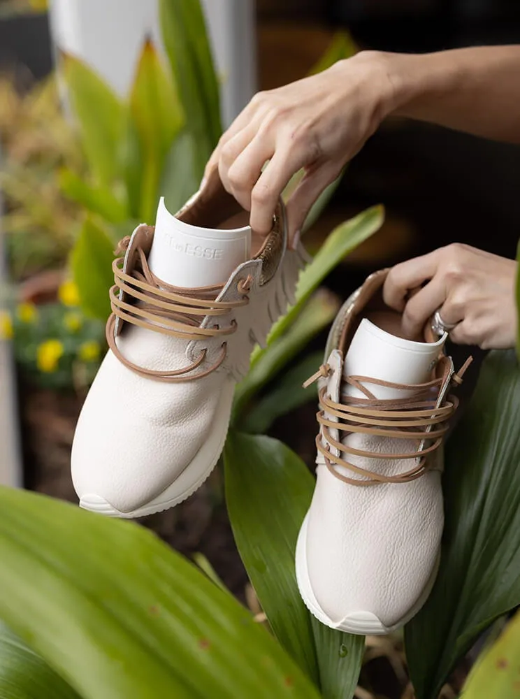 Esseutesse Leather Fringe Sneaker - Ivory