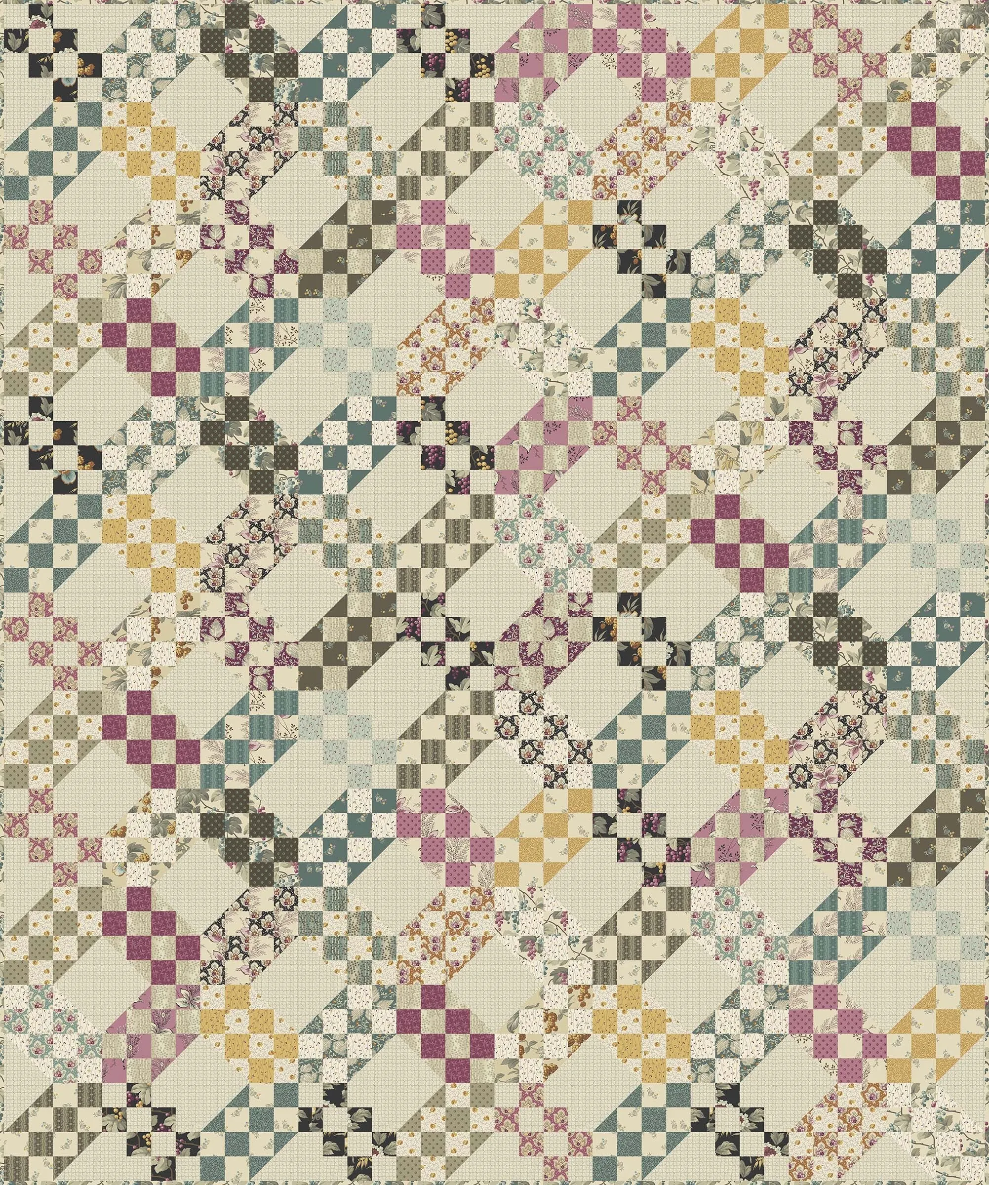 Fabric GOOSEBERRY Color LONDON FOG from English Garden Collection by Edyta Sitar for Andover, A-799-L