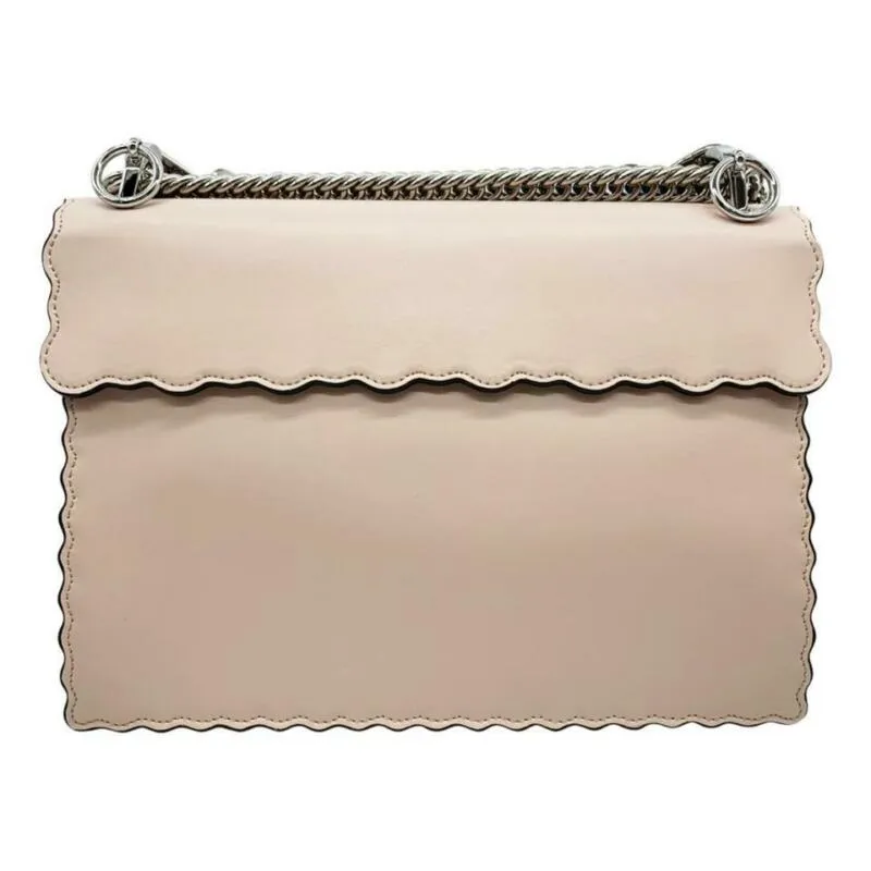 Fendi Mini Kan I Imitation Pearl Scallop Pink Leather Shoulder Bag