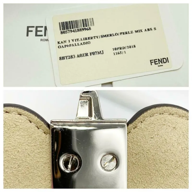 Fendi Mini Kan I Imitation Pearl Scallop Pink Leather Shoulder Bag