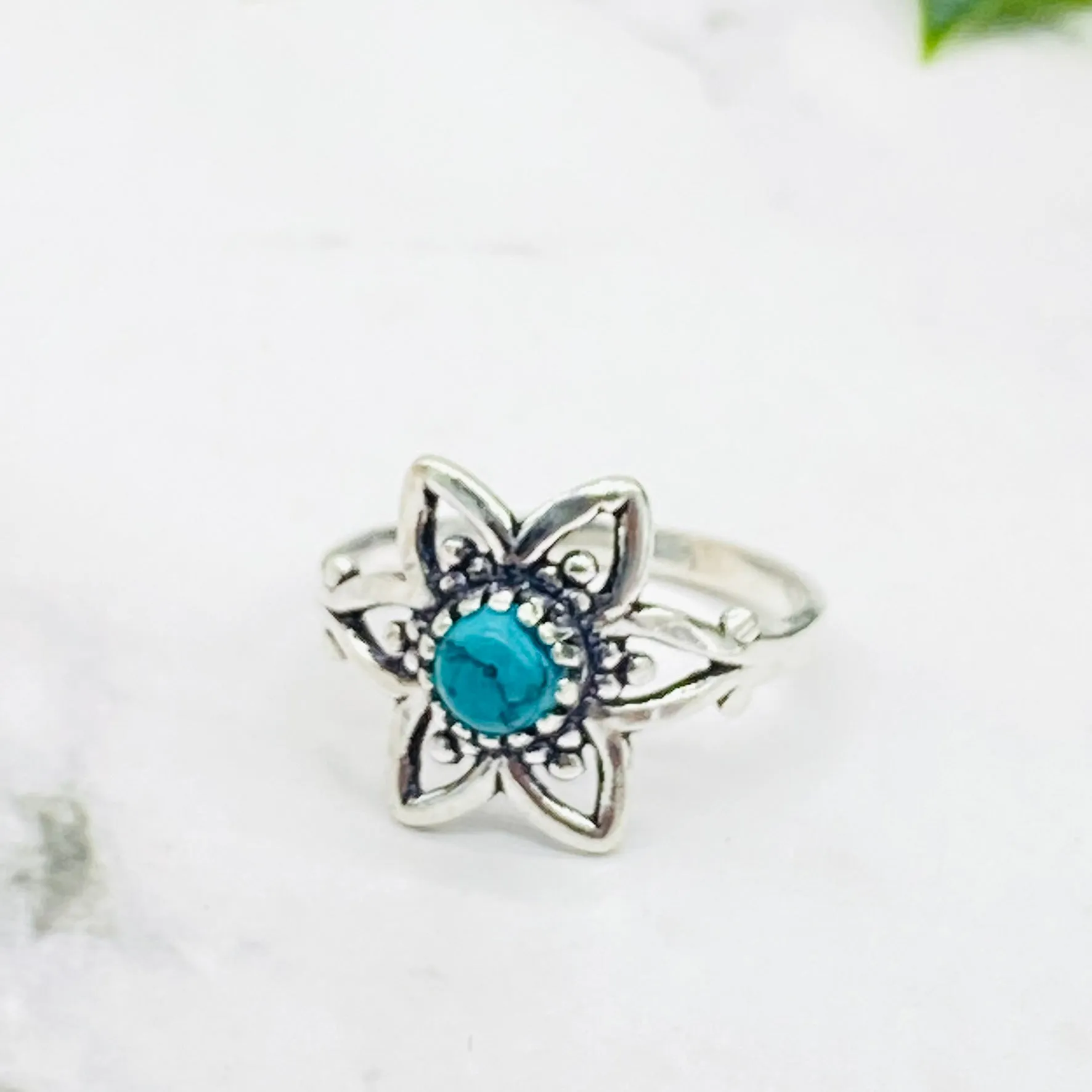 Flower Design Sterling Silver Ring, Crystal Silver Ring, Handmade Ring, Gift for Her, Gift for Mom, Statement Ring