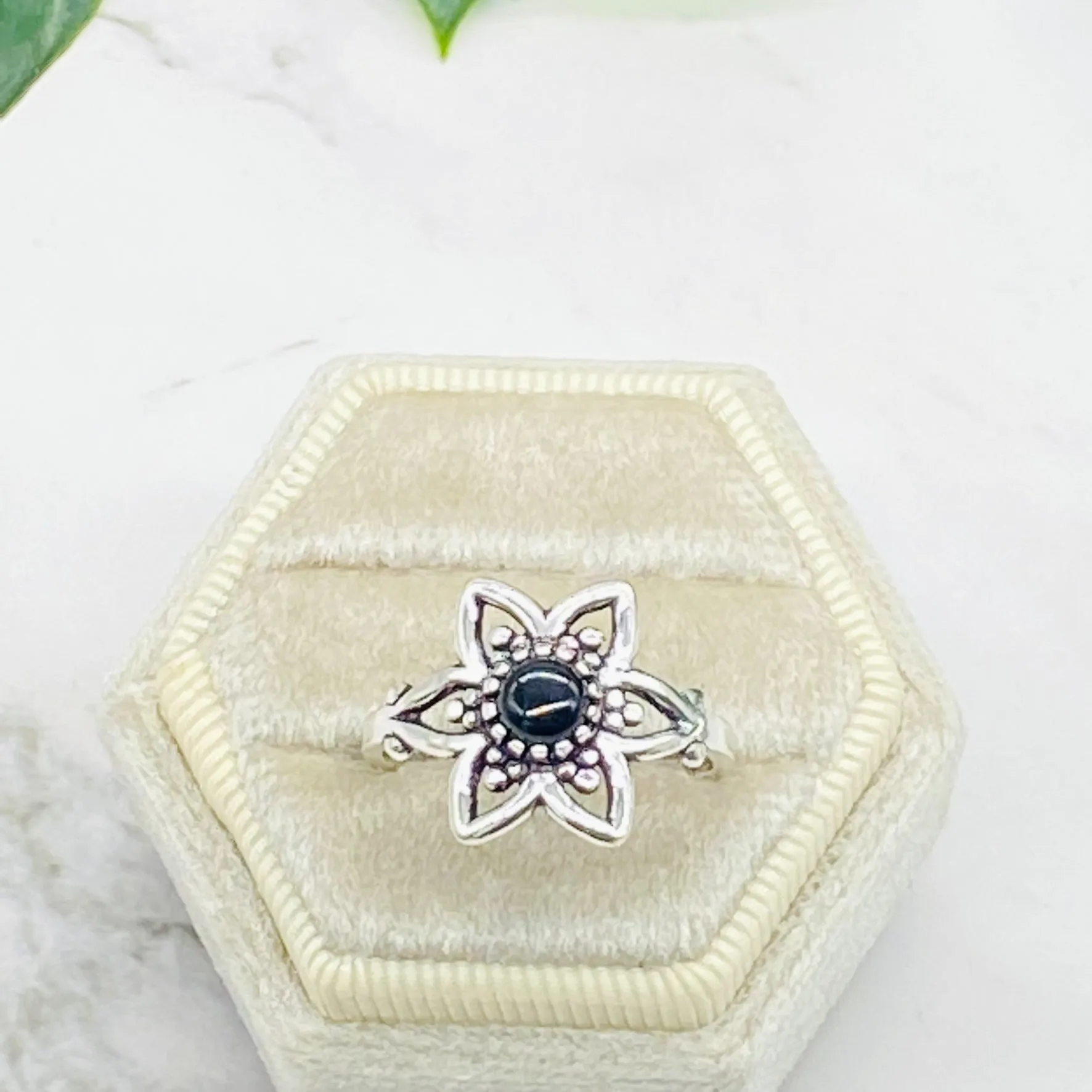 Flower Design Sterling Silver Ring, Crystal Silver Ring, Handmade Ring, Gift for Her, Gift for Mom, Statement Ring