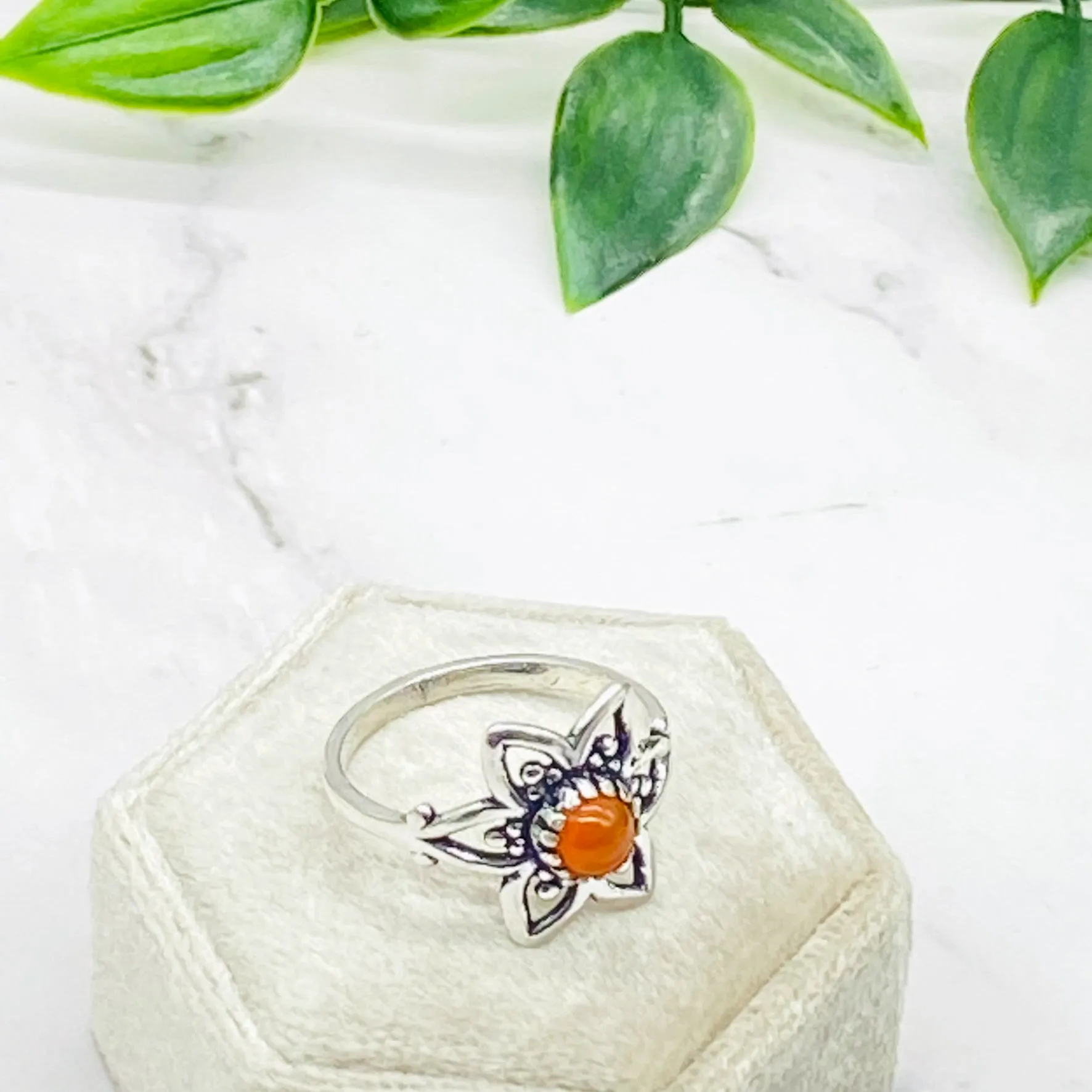 Flower Design Sterling Silver Ring, Crystal Silver Ring, Handmade Ring, Gift for Her, Gift for Mom, Statement Ring