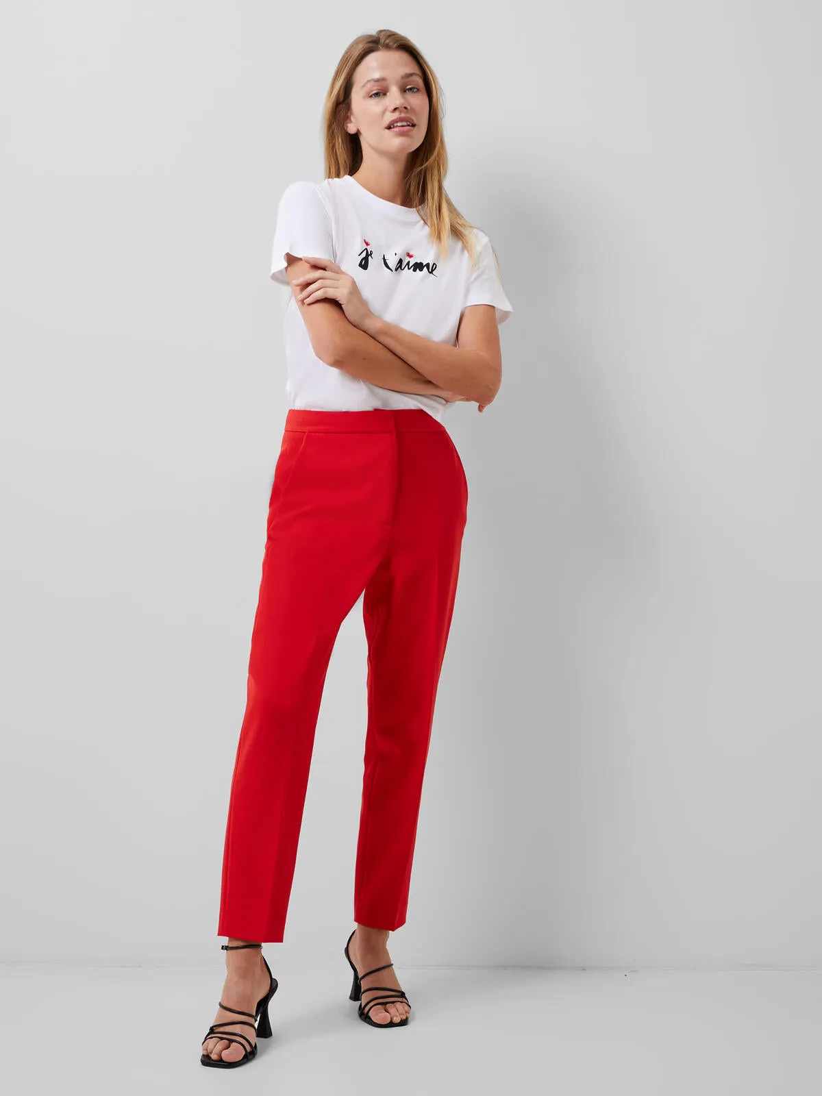 French Connection Echo Tapered Trouser-True Red-74WAY