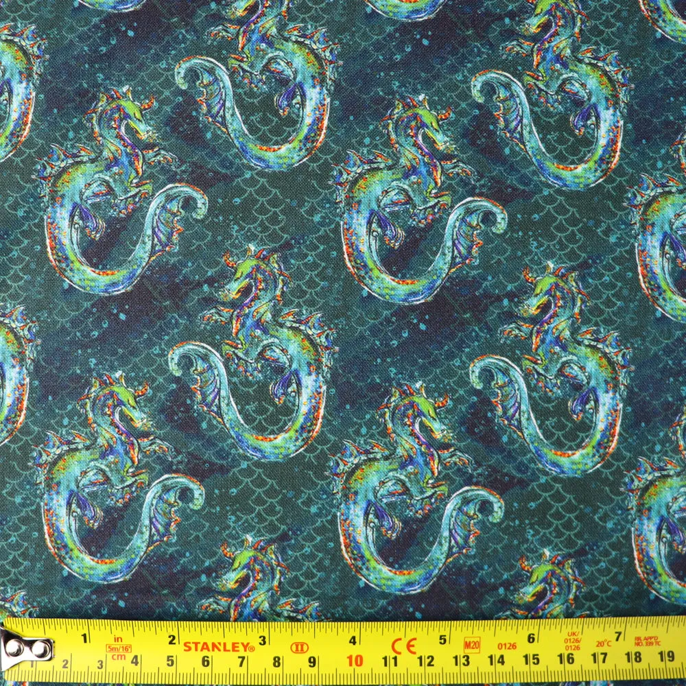 FS932 Merboys Scales Cotton Fabric Green