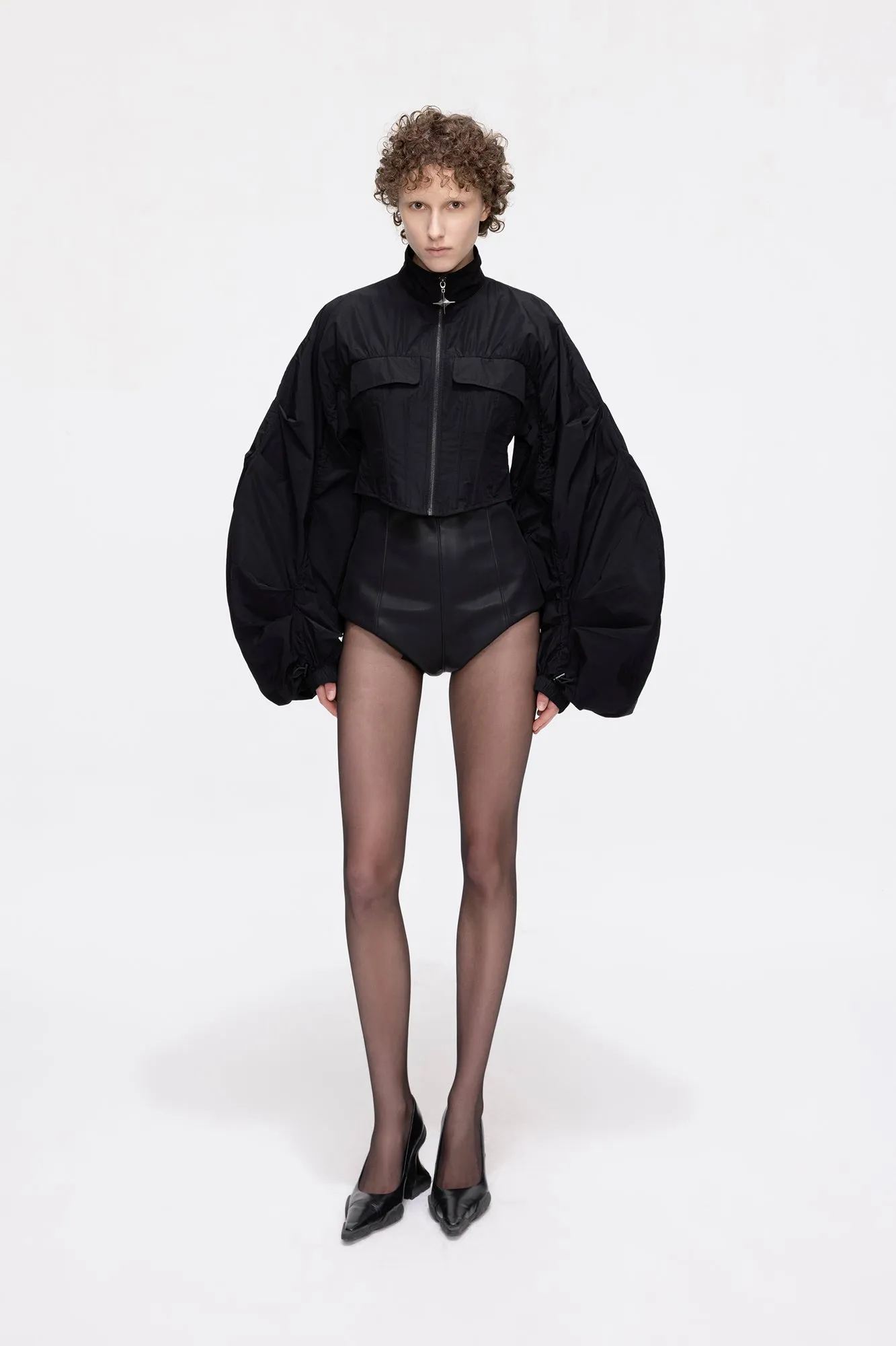 Futuristic fishbone pleated jacket