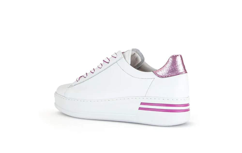 Gabor White Pink Leather Trainer