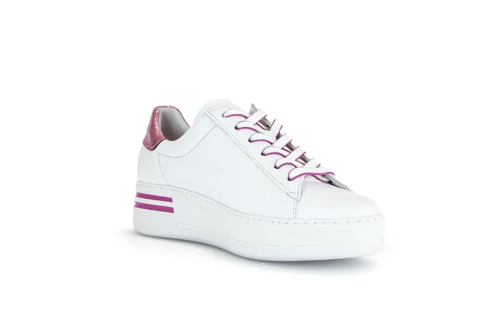 Gabor White Pink Leather Trainer