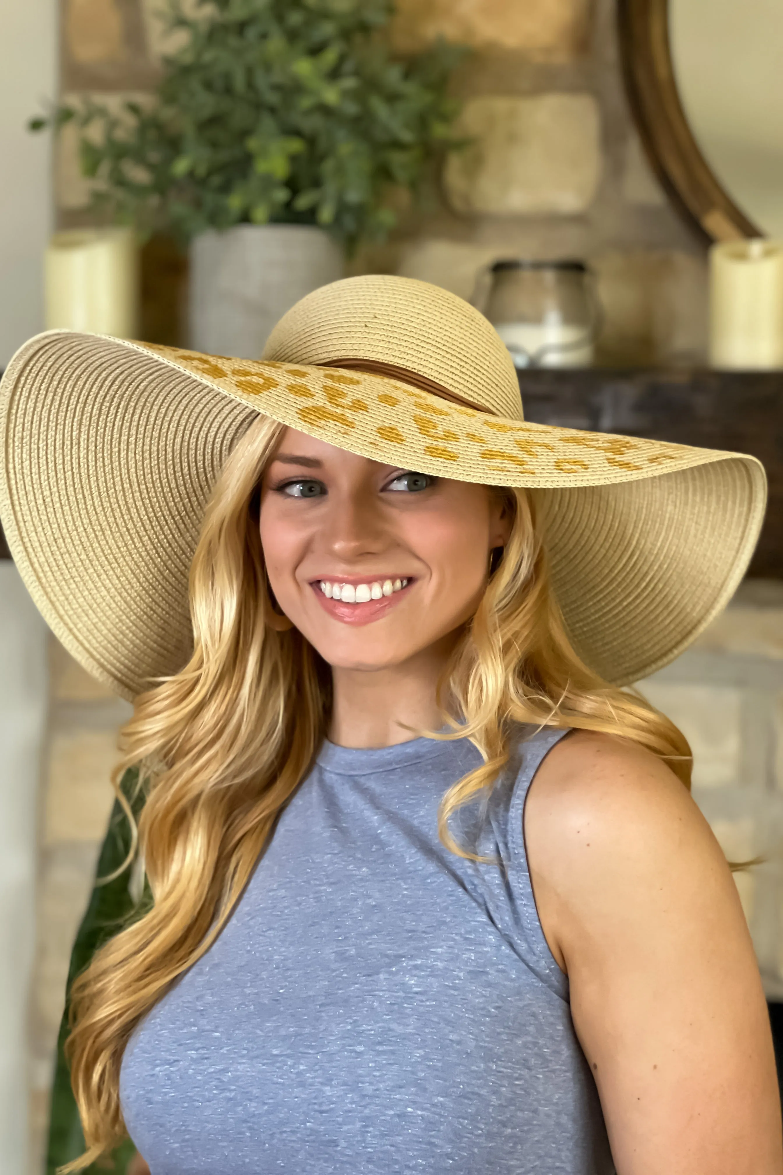 Gilder Leopard Sun Hat : Natural/Gold