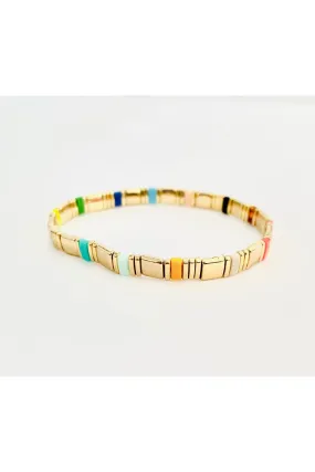 Gold and Multi Tile Bracelet