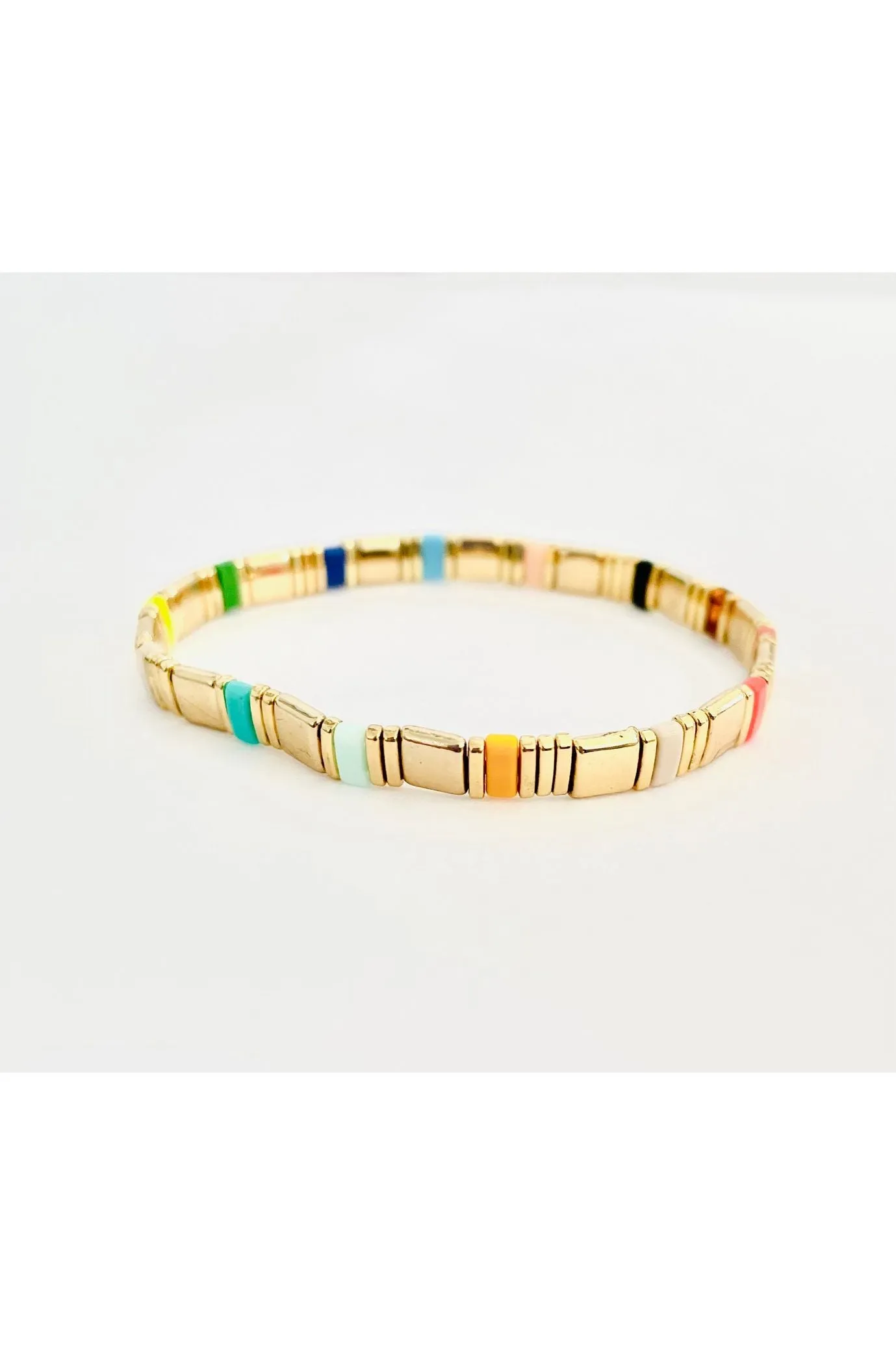 Gold and Multi Tile Bracelet