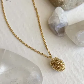 Gold Pinecone Charm Necklace