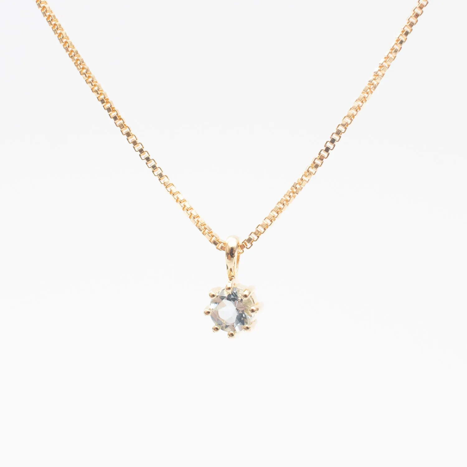 Gold Vermeil Round Claw Set Cubic Zirconia Necklace