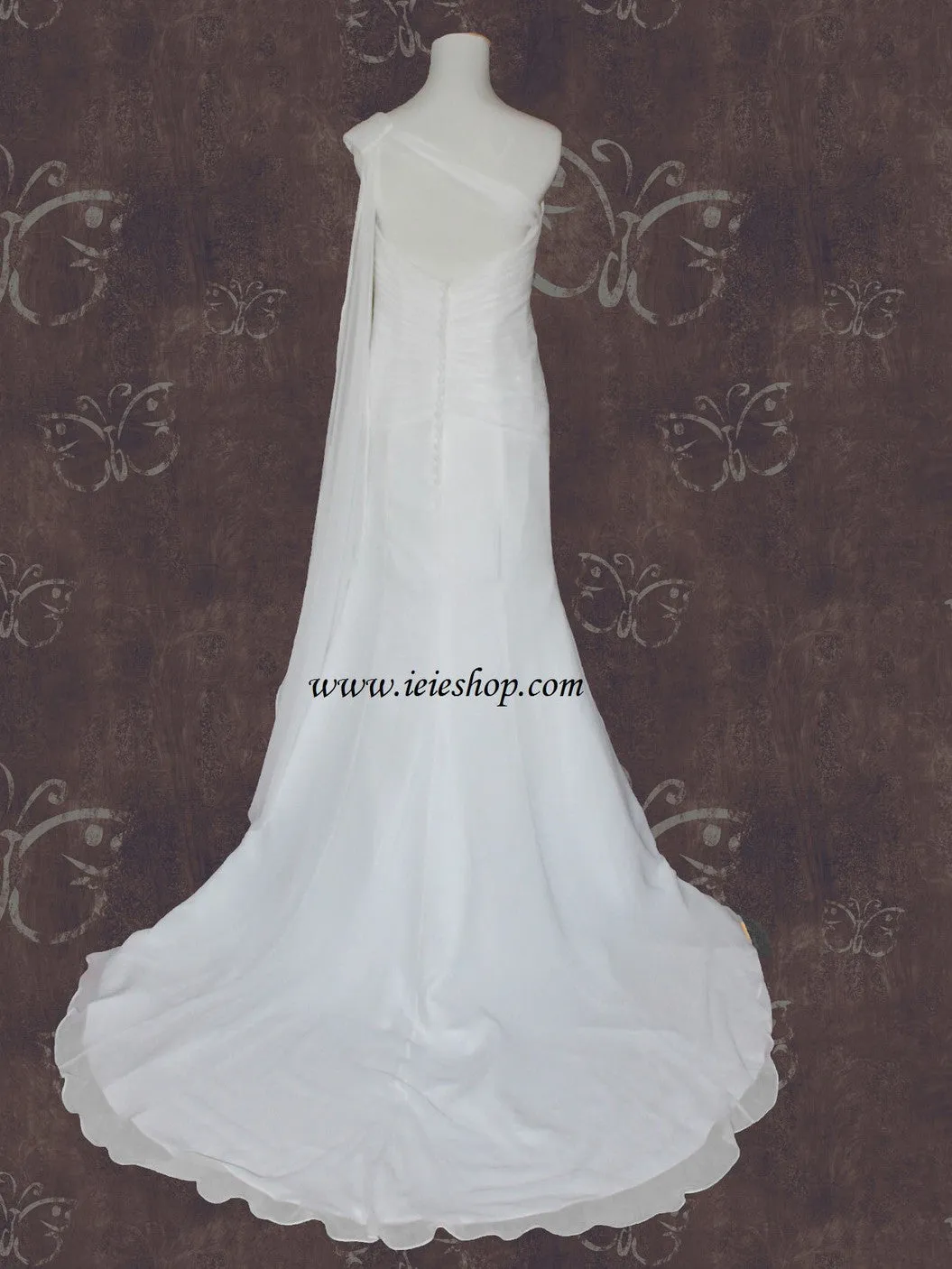 Grecian One Shoulder Chiffon Destination Wedding Dress JUNE