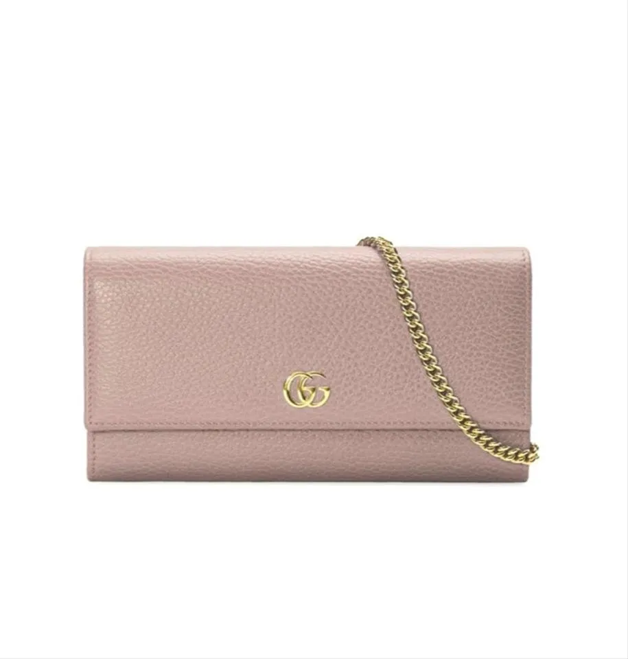 Gucci Chain Wallet Marmont Gg Rose Pink Leather Shoulder Bag