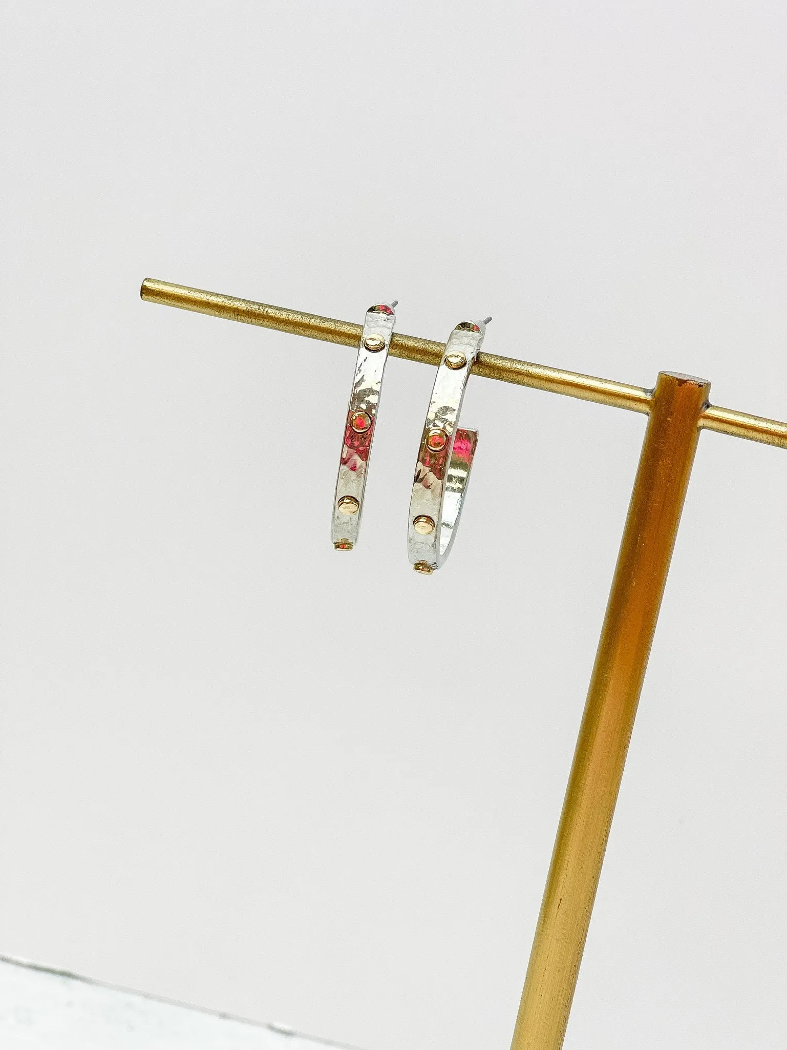 Hammered Two Tone Hoop Earrings