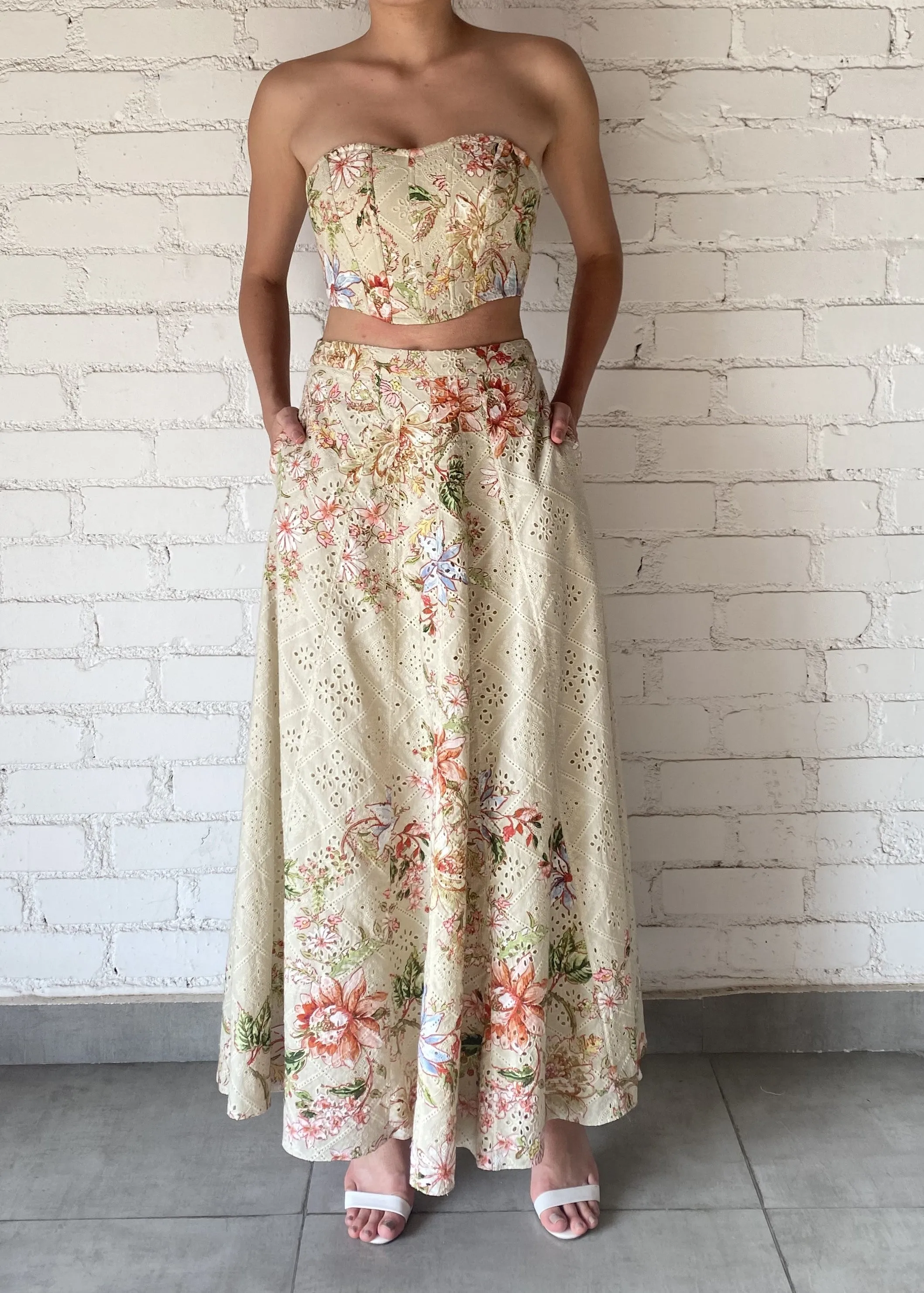 Hemant and Nandita - Nava Long Skirt - Beige