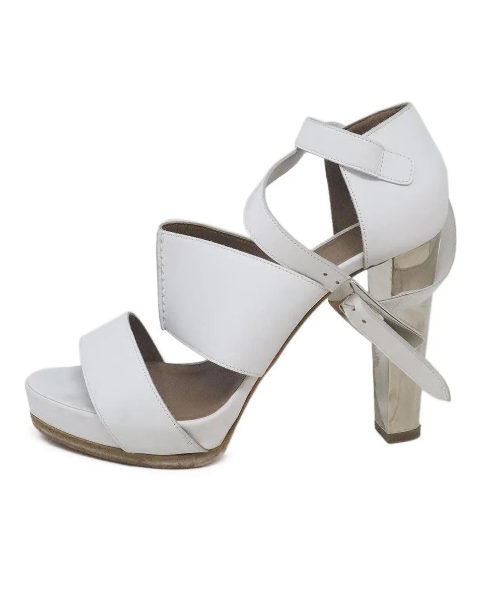 Hermes White Leather Metallic Heels sz 9