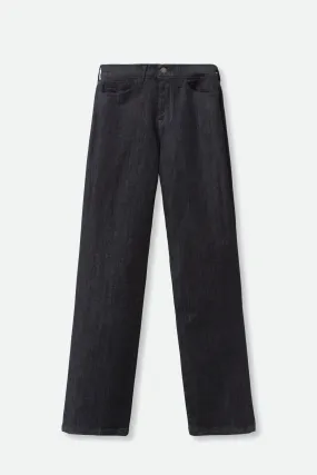 HIGH-RISE FIVE POCKET STRAIGHT LEG IN DARK WASH DENIM STRETCH