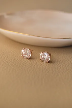 Invisibly Glam Solitaire Rose Gold Plated Sterling Silver Stud Earrings