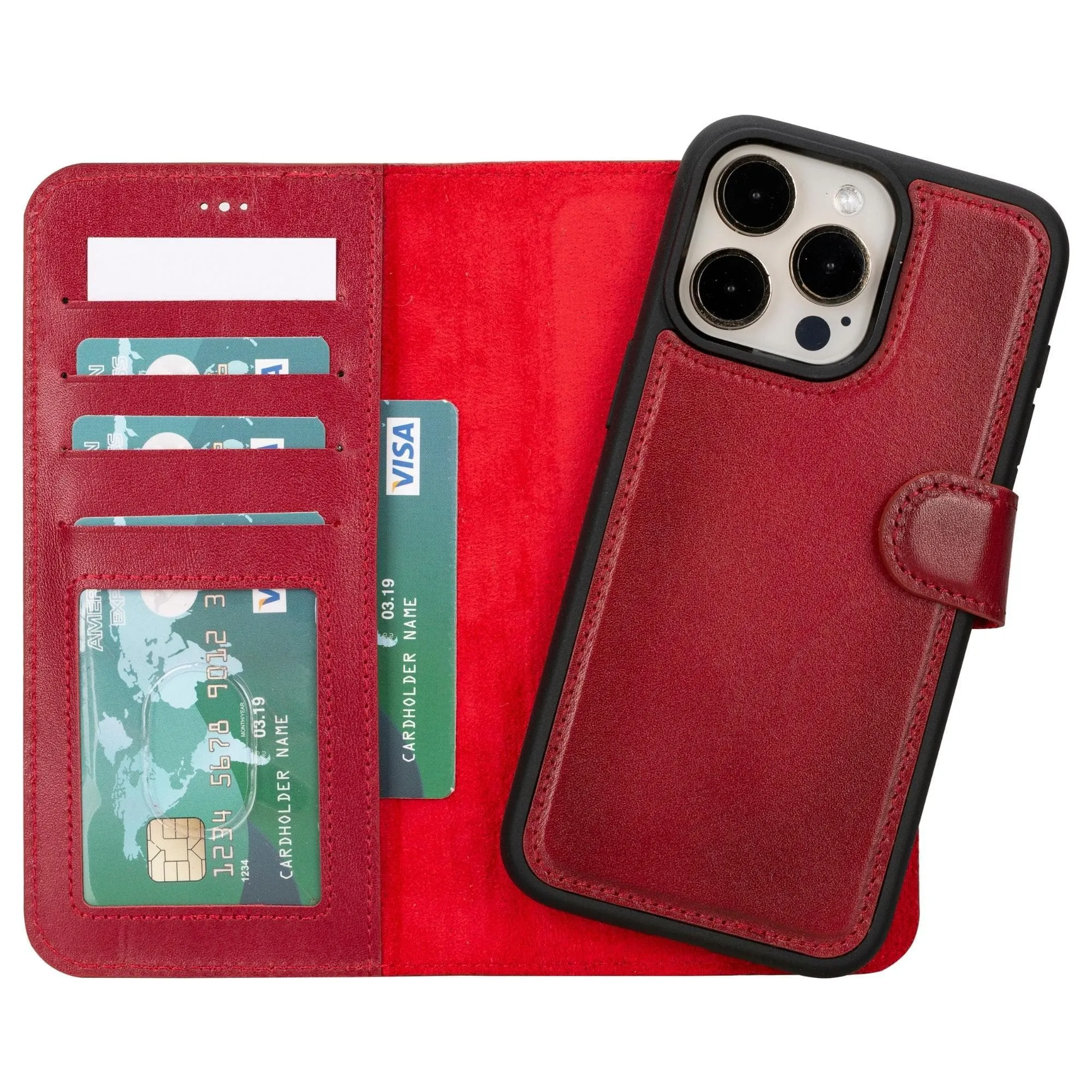 iPhone 16 Series Detachable Leather Wallet Case