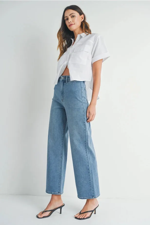 Just Black Denim - Welt Pocket Wide Leg | Medium Denim