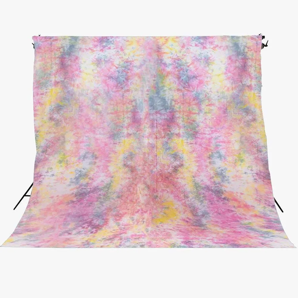 Kaleidoscope Series Rainbow Mottled Tie-Dye Cotton Muslin Backdrop 3m x 6m - Life's A Festival (Multi Colour)