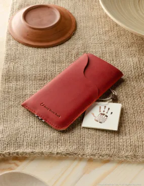 Leather Phone Case/Wallet with Card Pocket | Fragola Red