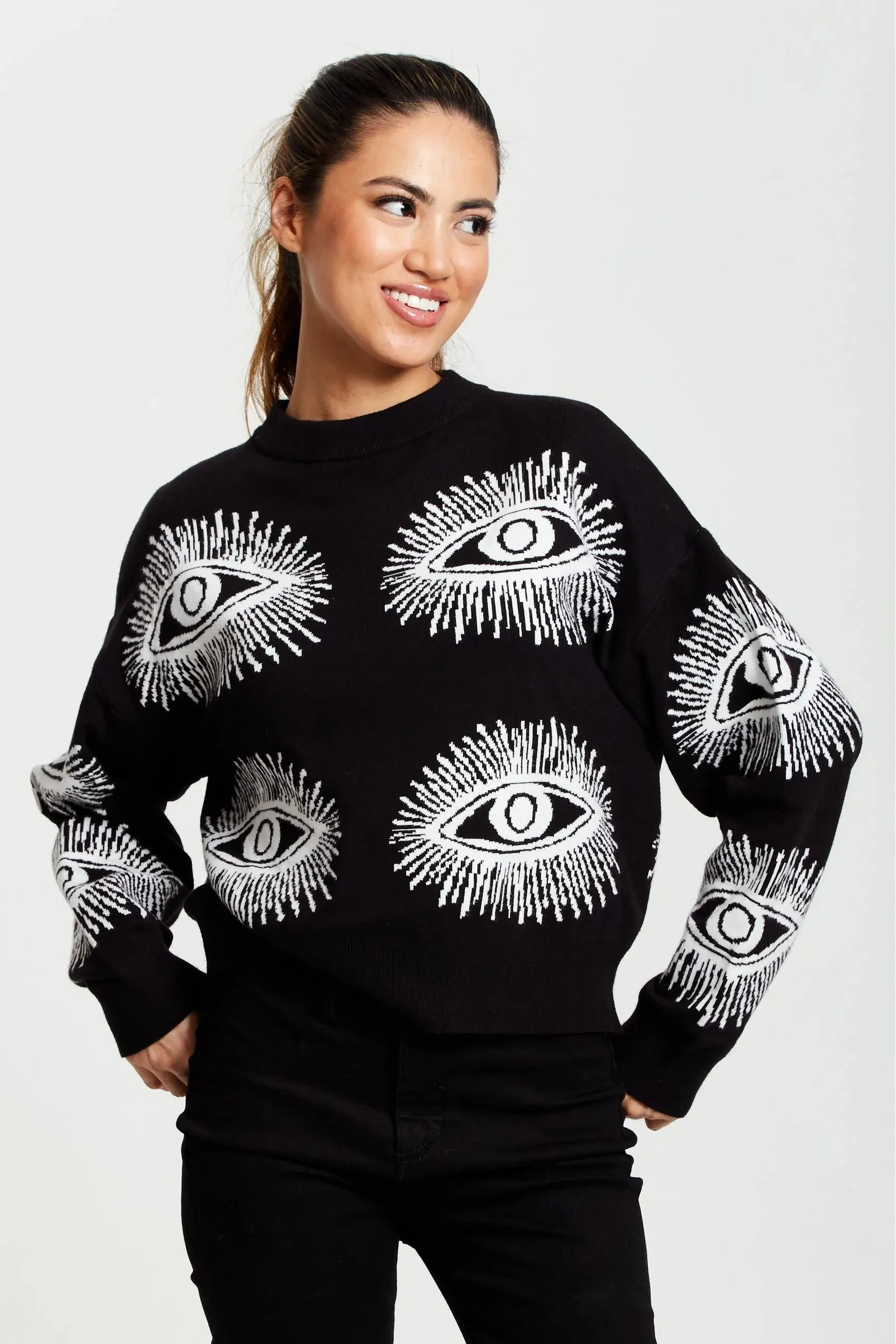 Liquorish Eye Pattern Jumper