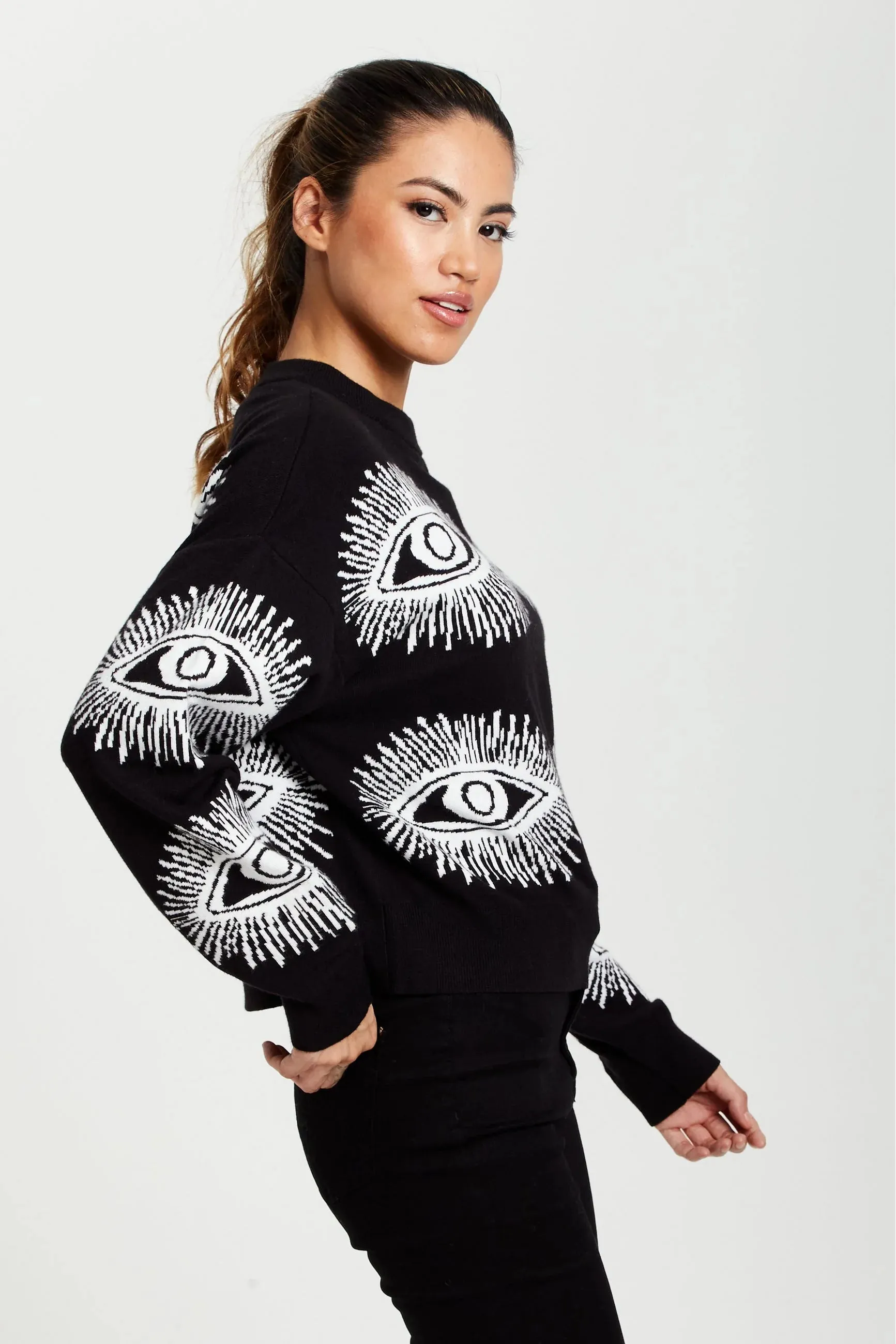 Liquorish Eye Pattern Jumper