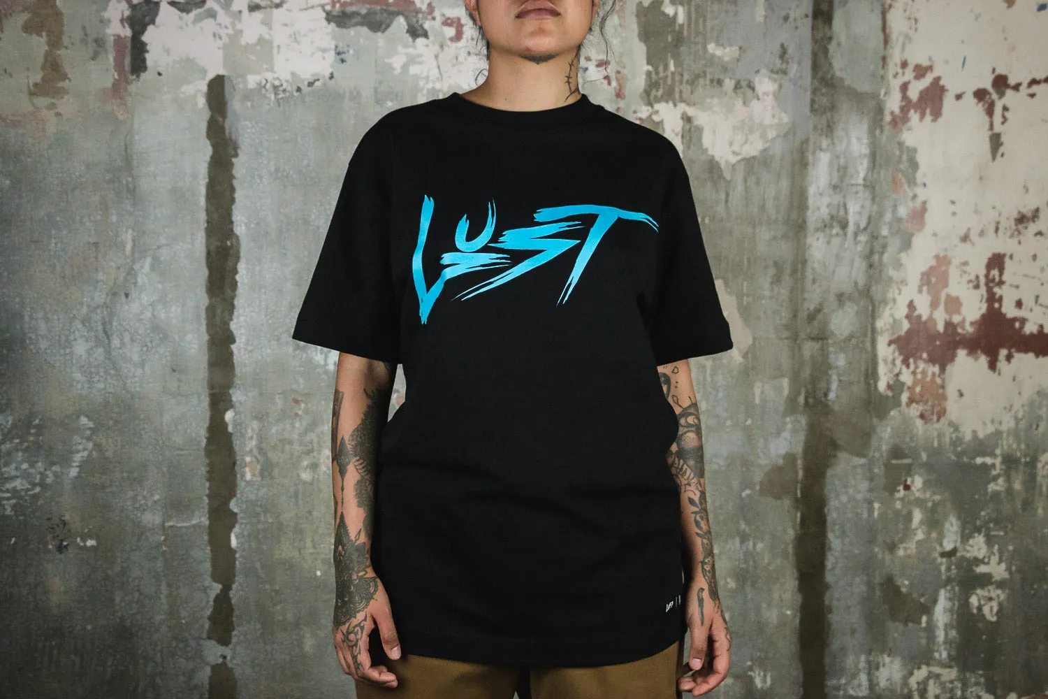 Lust Classic Logo "Neon Blue" Tee