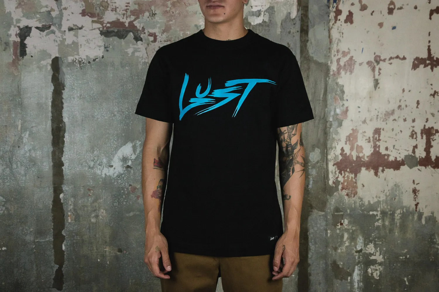 Lust Classic Logo "Neon Blue" Tee