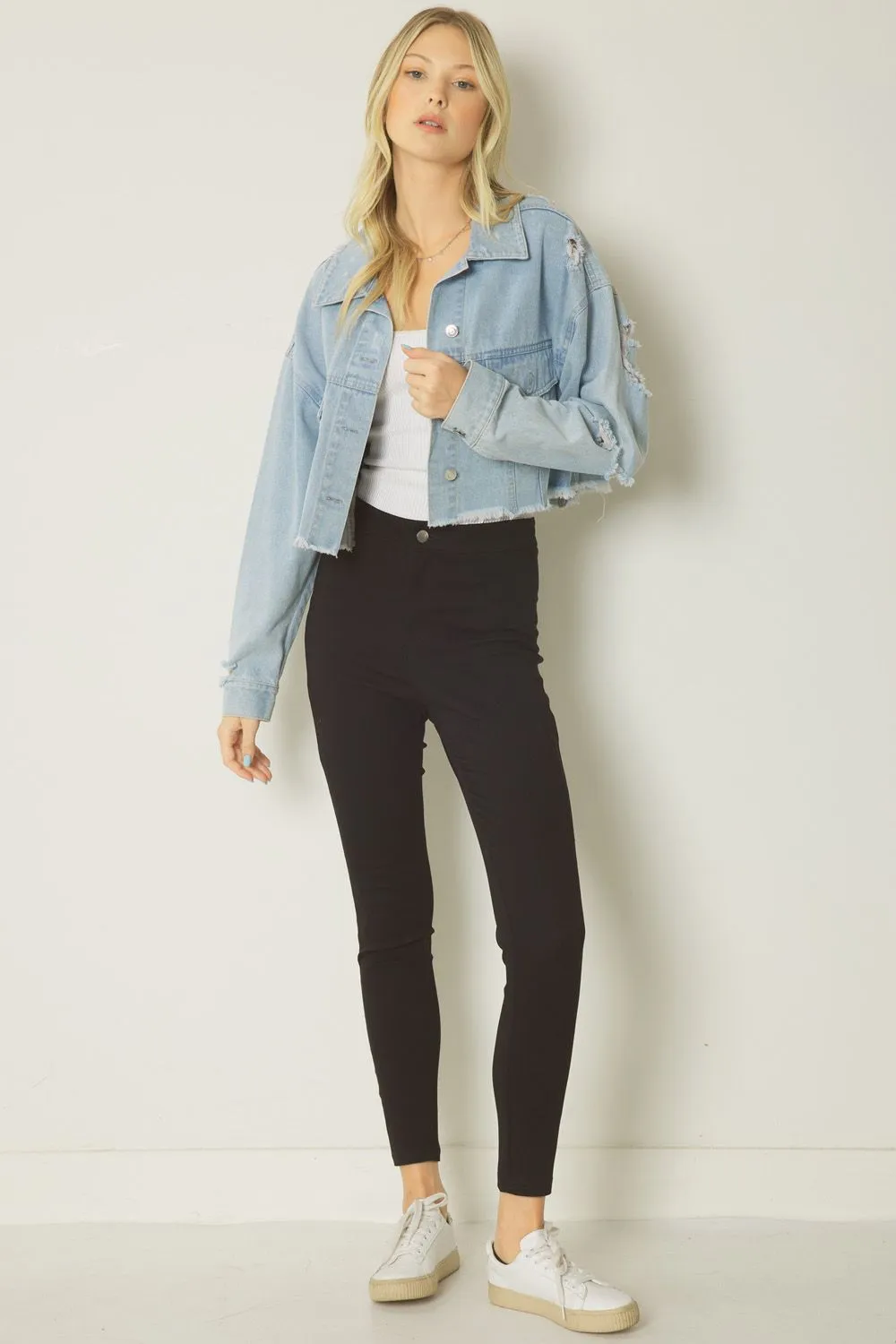 Make You Feel Pretty Cropped Denim Jacket